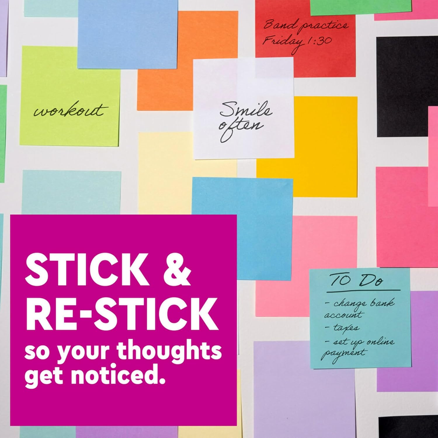 Post-it Super Sticky Notes, 5 Sticky Note Pads, 3 x 3 in., School Supplies, O…