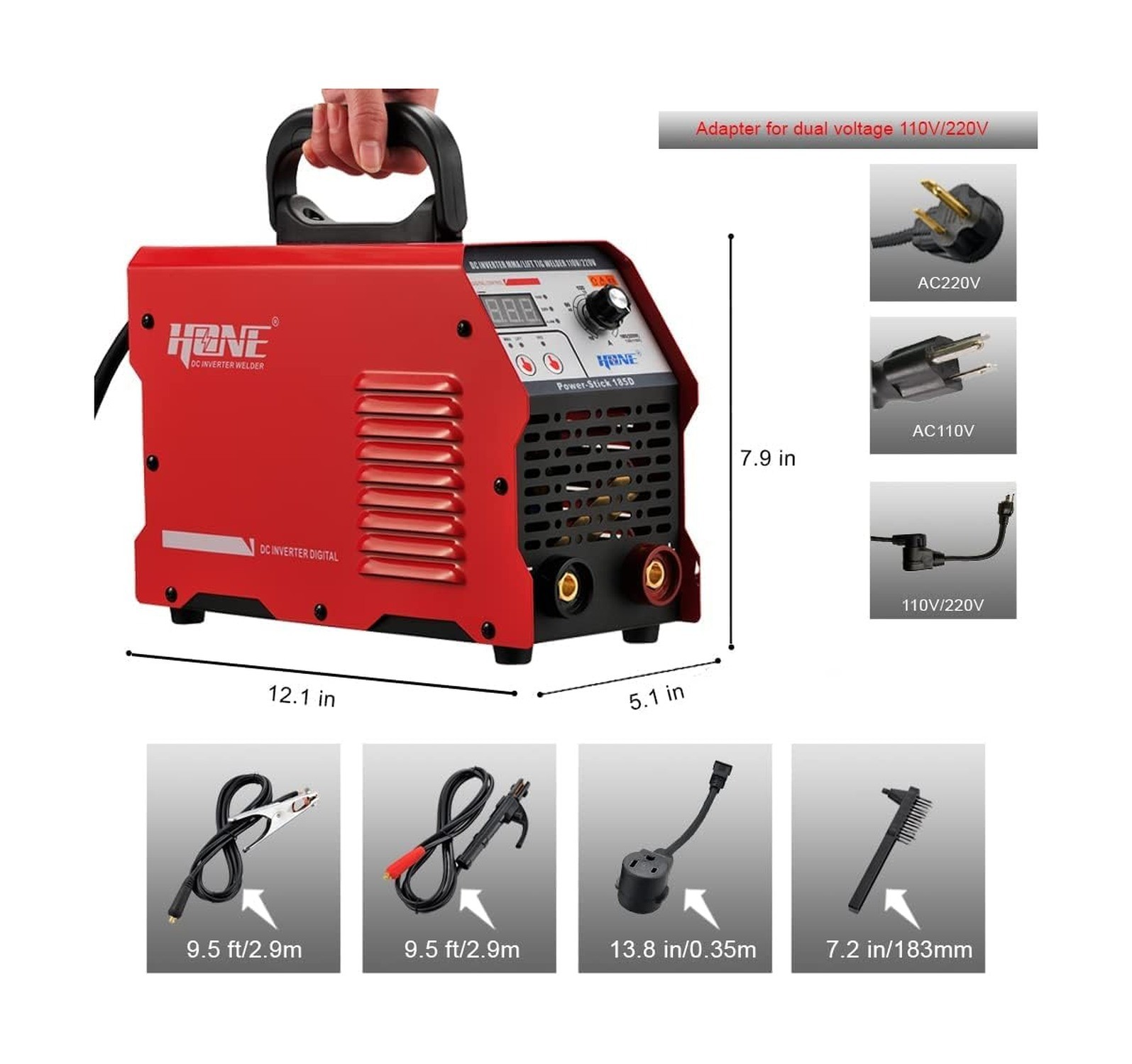 HONE ARC Welder, Actual 185Amp 110V/220V Stick Welder with Lift Tig Function,…