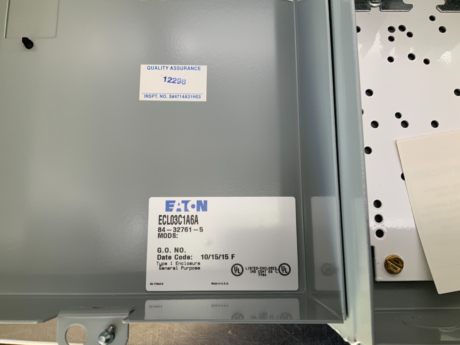Eaton ECL03C1A6A Electrically Held Lighting Contactor 30a