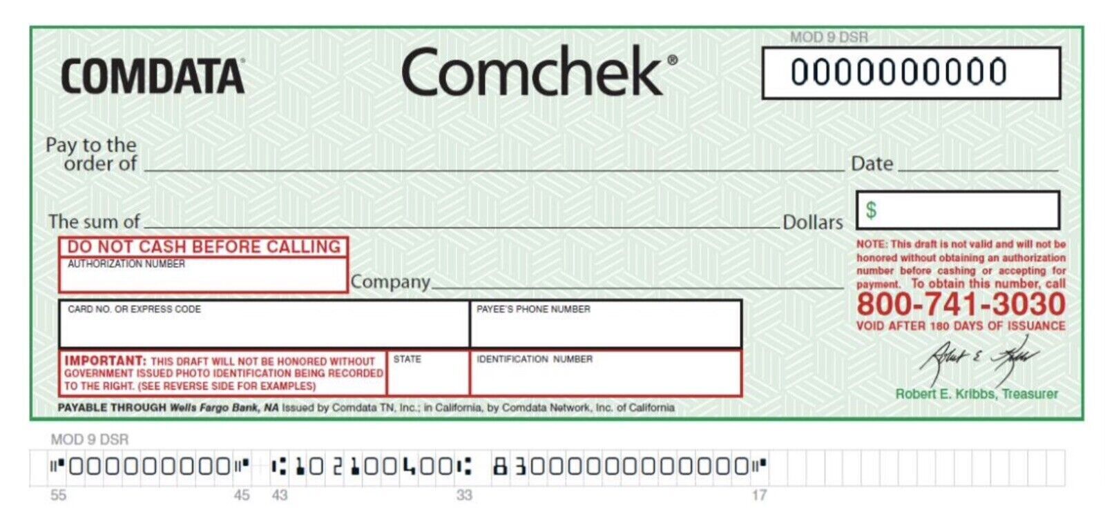 BLANK Green COMDATA Comchek – 5 Pack 10 Pack 20 Pack – COMCHECKS *FREE SHIPPING*