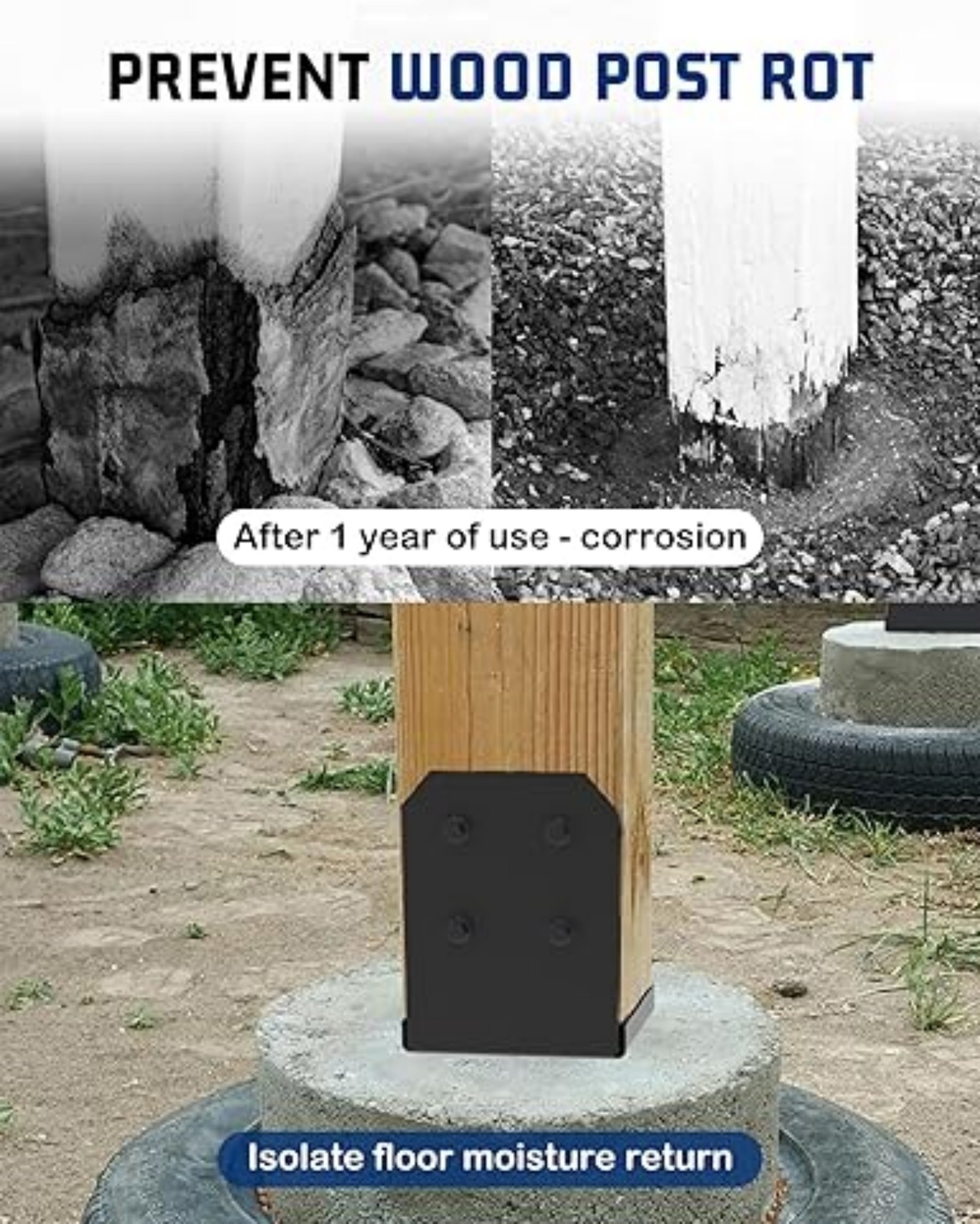 8×8 Post Base Bracket for Pergola Black Powder Coated Steel w/ 1″ Standoff 4 PCS