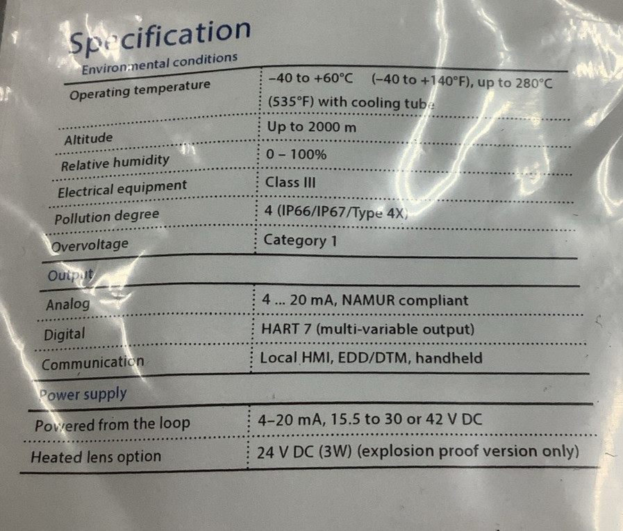 ABB LLT100.AIAH10L5 Laser Level Transmitter 2″ 15.5-42VDC (R45)