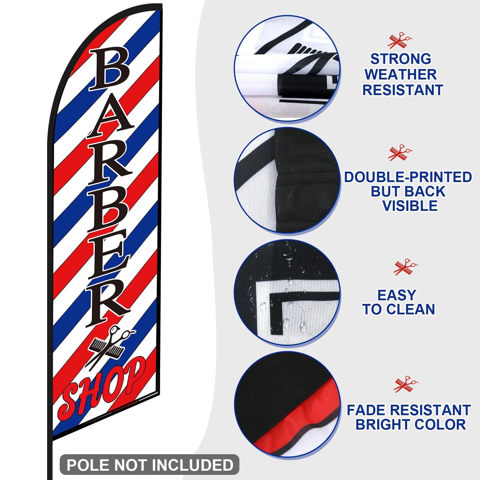 Barber Feather Flag 8ft Swooper Banner Sign Business Outdoor Sign 2pk