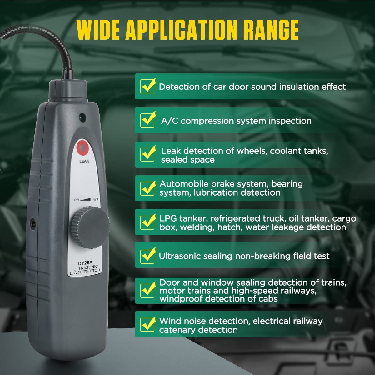 Ultrasonic Leak Detector 40Khz±2Khz Air Leak Detector Sensitivity Adjustable Aut