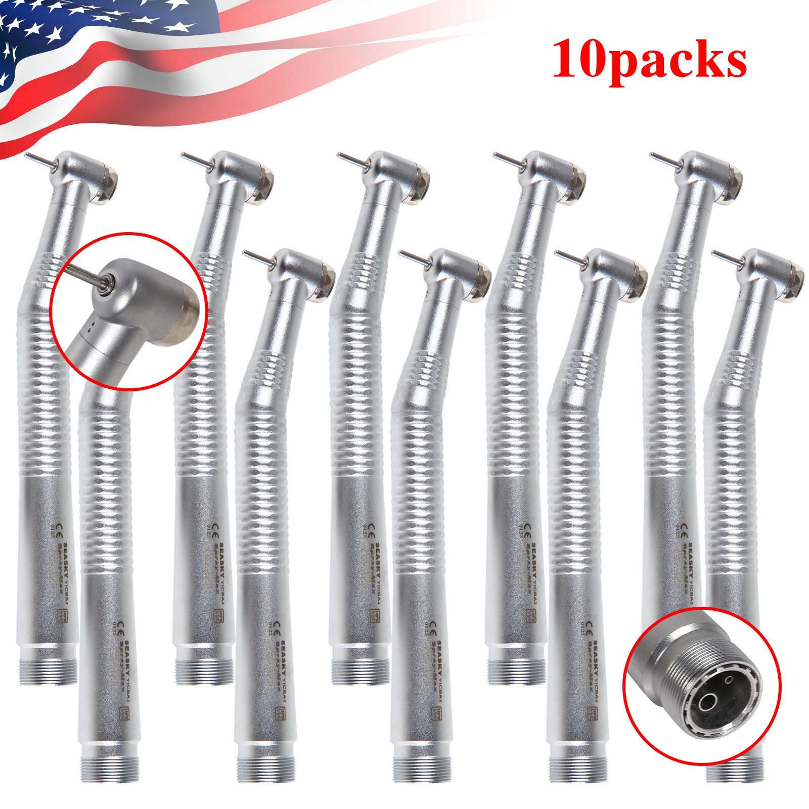 10 x Seasky Dental NSK Style High Speed Air Turbine Handpiece 2 holes borden