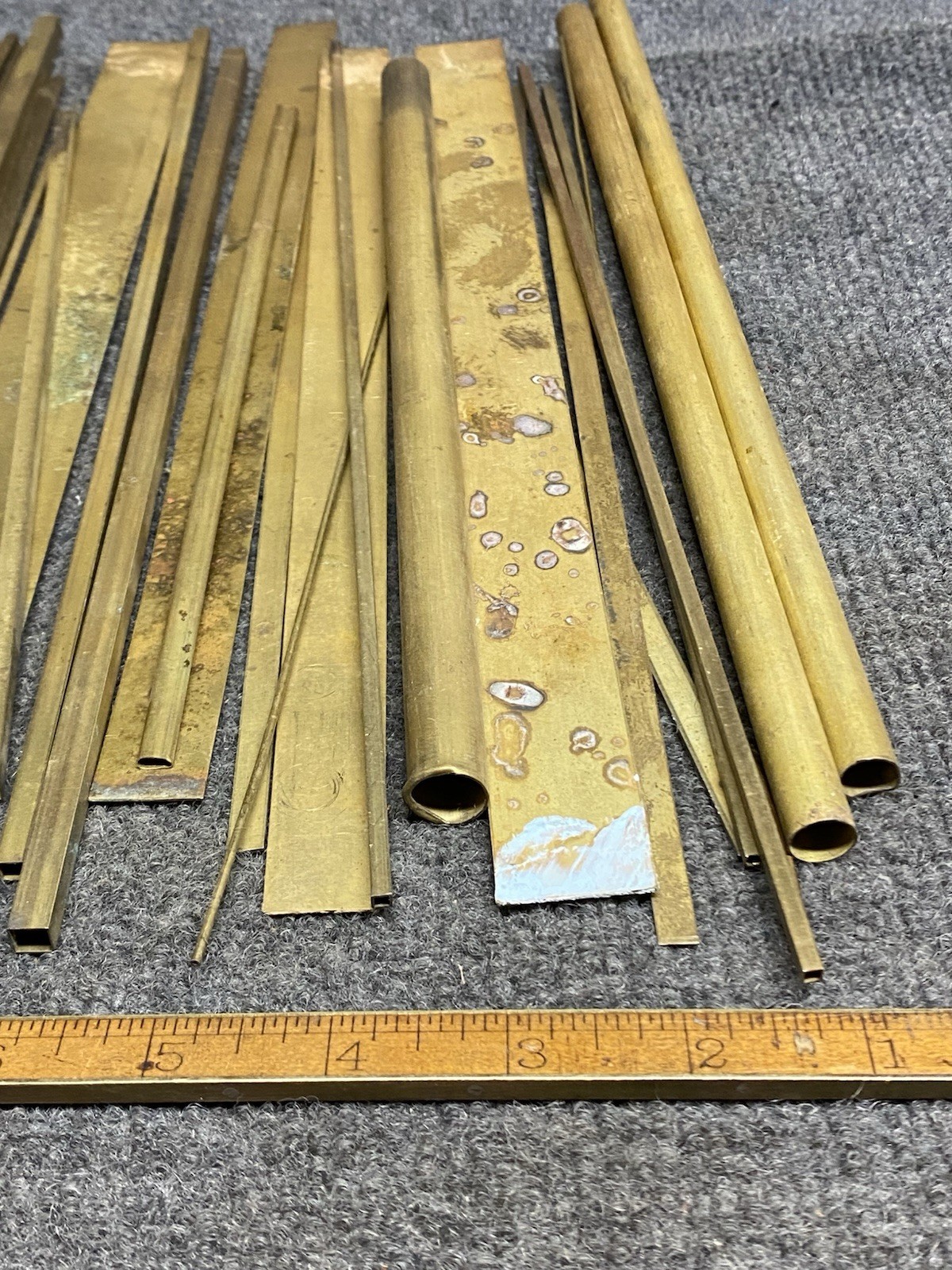 Large Variety Lot Brass Tube Flat Round Square Angle Stock Hobby Machinist 50 Pc