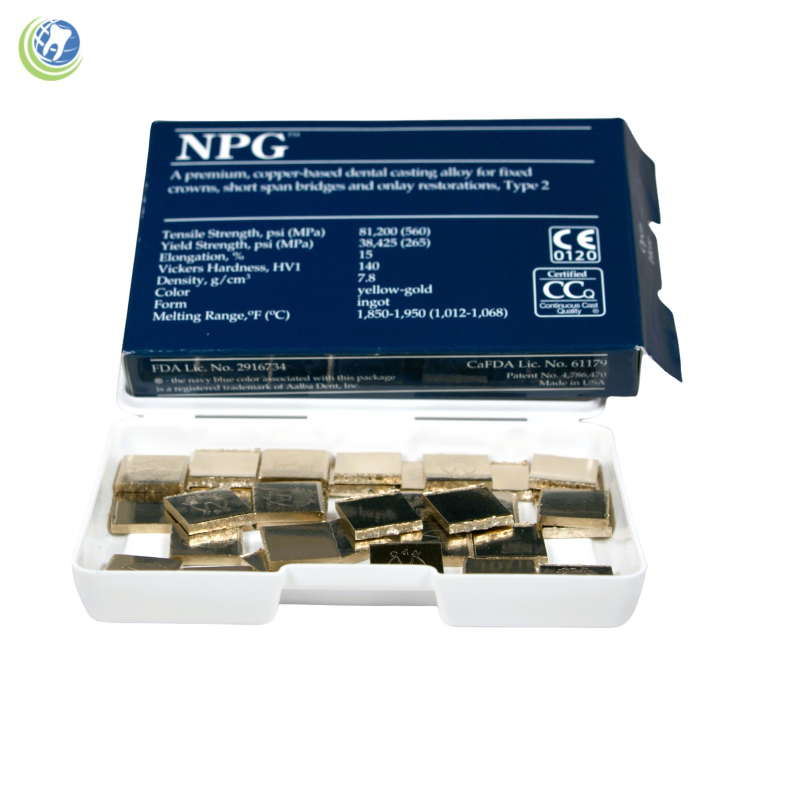 Dental Laboratory NPG Non-Precious Casting Alloy Type 2 – Crowns Bridges Onlays