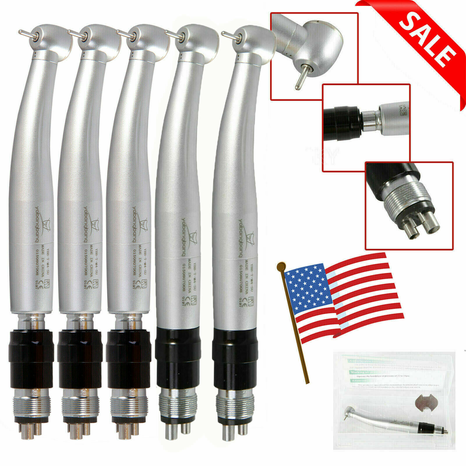 5*NSK Style Dental Standard High Speed Handpiece + Coupler 4-Hole YBNKM