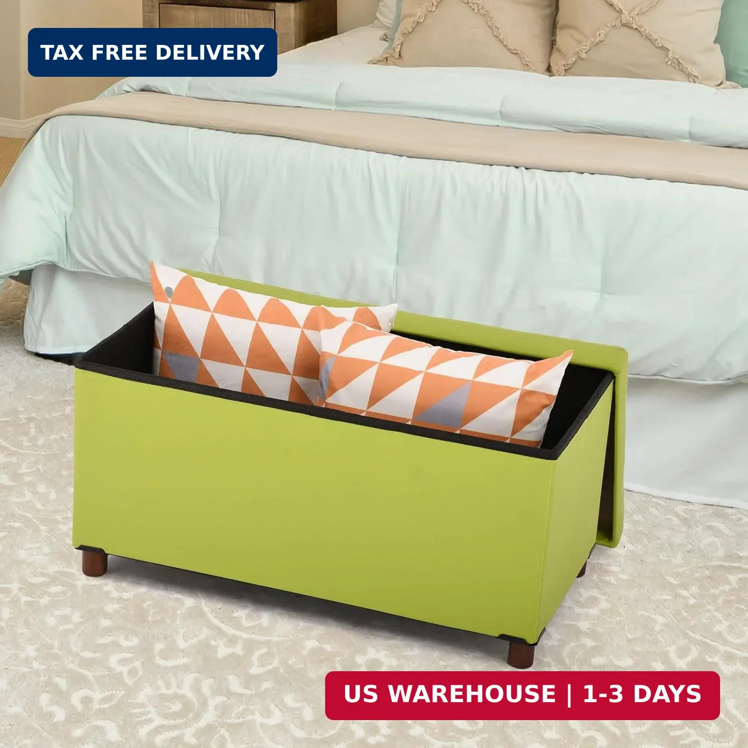 Dorriss Storage Ottoman for Living Room Ottoman with Tray Bedroom Foot Rest Stoo