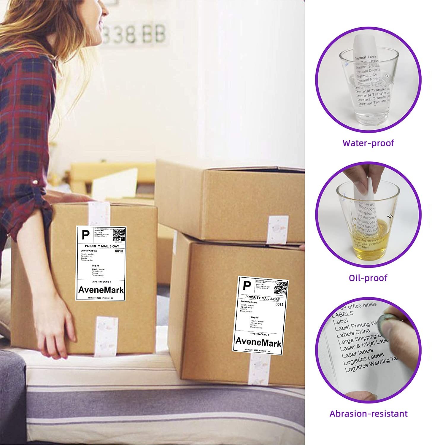 AveneMark 4 Stacks 2000 Labels 4″ 4″x 6″ Fanfold(4 Stacks-2000 Labels), White