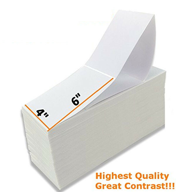 4000 4X6 FANFOLD DIRECT THERMAL SHIPPING LABELS 2 STACKS 2000 LABELS PER STACK