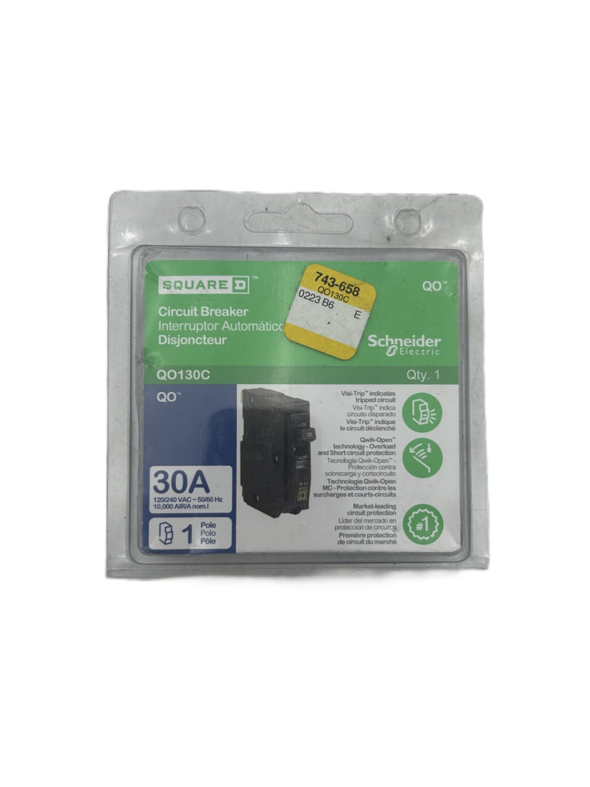 Square D QO130C Circuit Breaker 30A 1-Pole 120/240VAC
