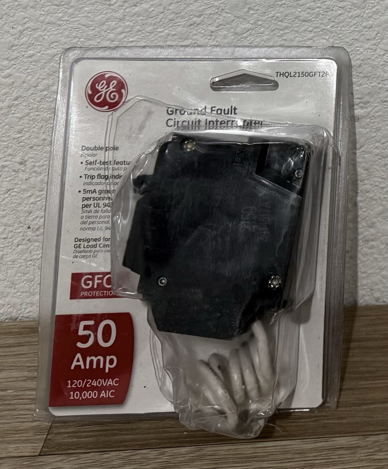 GE 50A Double Pole Ground Fault Circuit Breaker with Self-Test THQL2150GFT2P