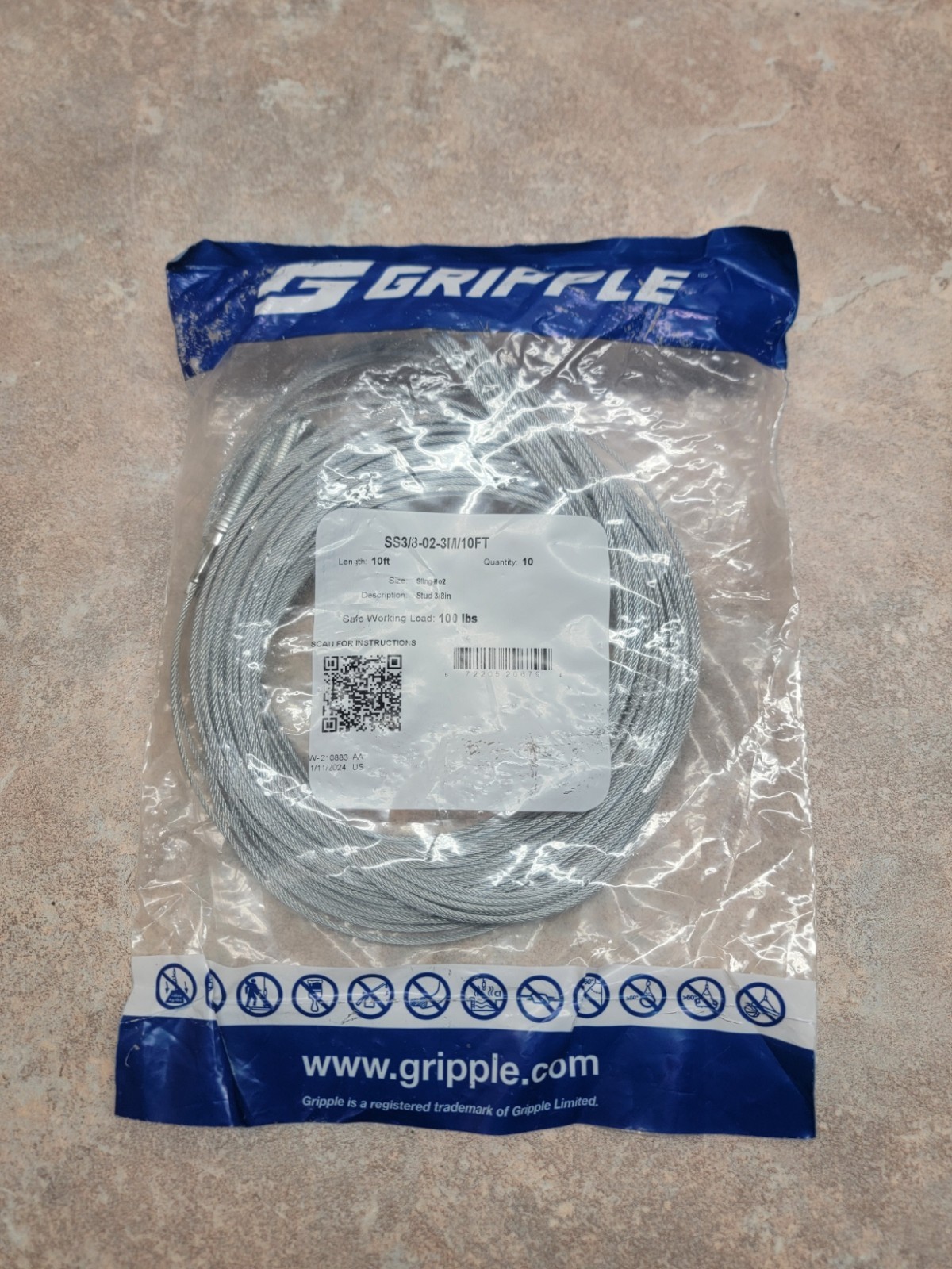 Gripple – SS3/8-02-3M/10FT (bag of 10)