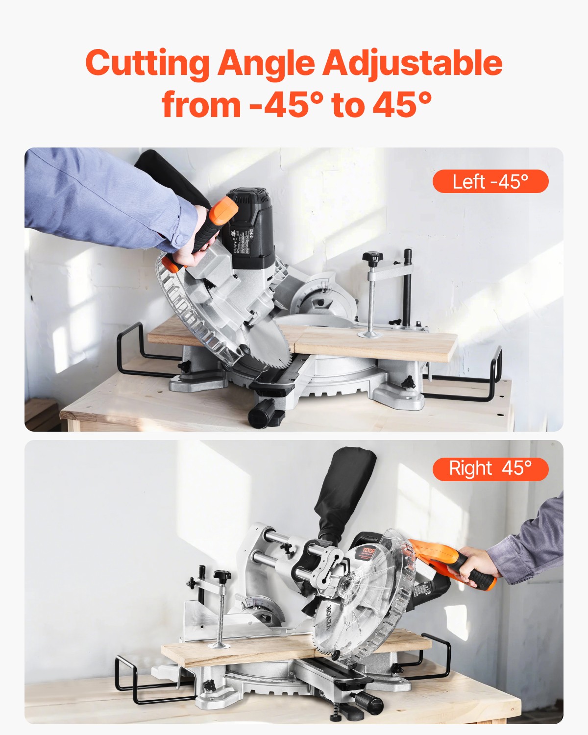 VEVOR Sliding Compound Miter Saw 10-In Blade 15 Amp Motor Corded Double Bevel