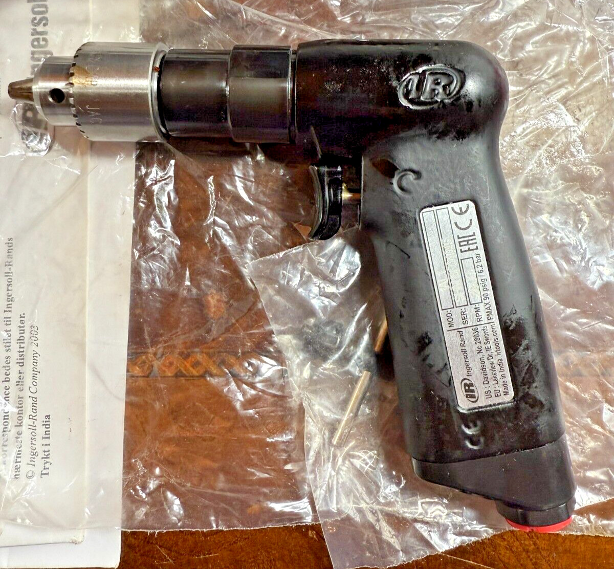 Ingersoll Rand IR Air-Powered Pistol Grip Drill 1/4″ Check Size Industrial Duty