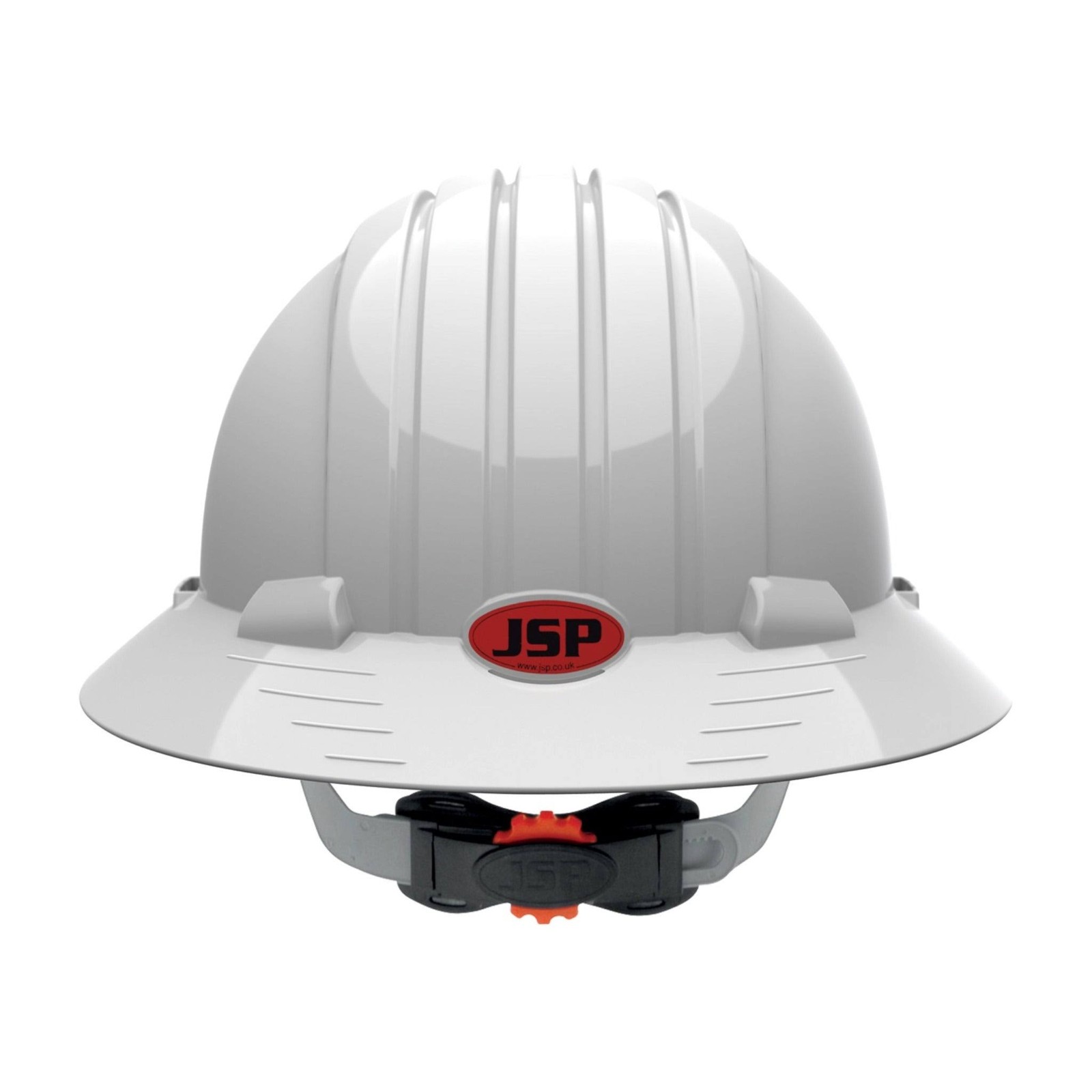JSP 6161 Evolution Deluxe Full Brim Hard Hat – White – 6 Point Suspension