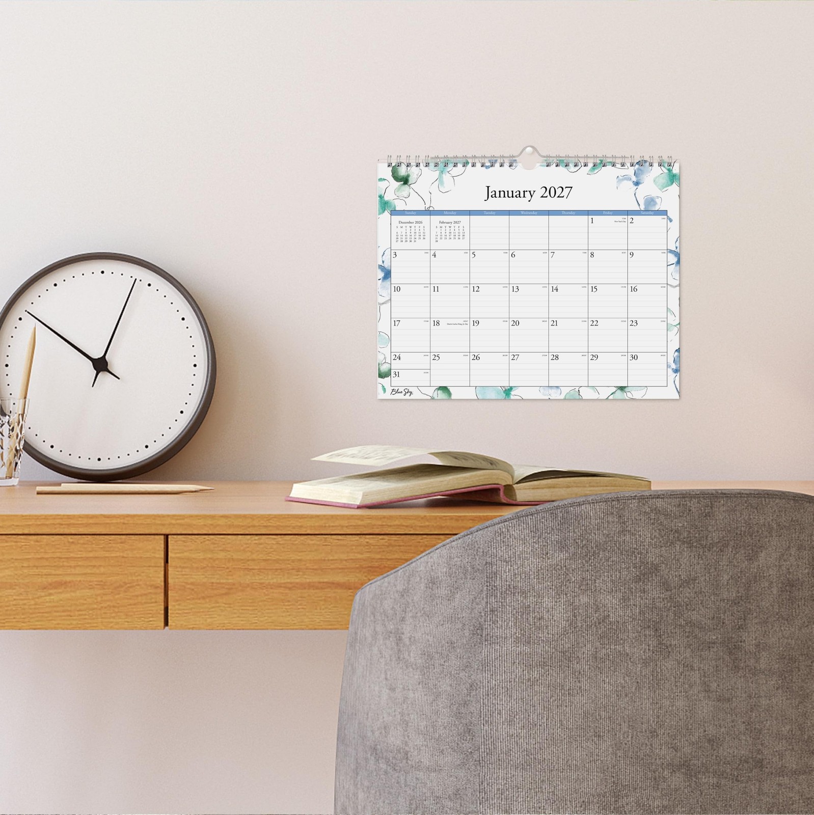 Blue Sky 2027 Monthly Wall Calendar, January 2027 – December 2027, Durable Tw…