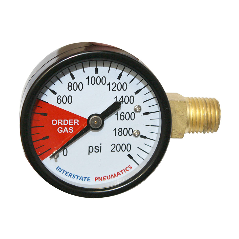 Co2 Tank Pressure Gauge 1/4 Inch NPT 2″ Dia 2000 PSI Right Side Mount/Thread