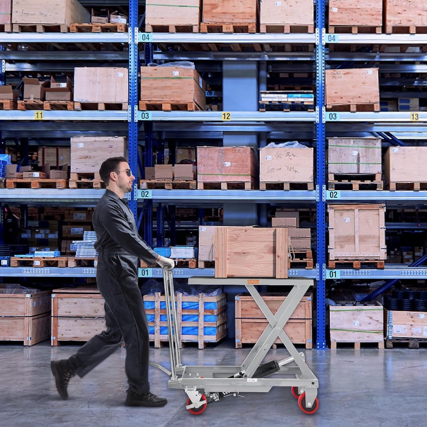 500 lbs Hydraulic Lift Table Cart – 28.5 Inch Manual Scissor Lift with Wheels