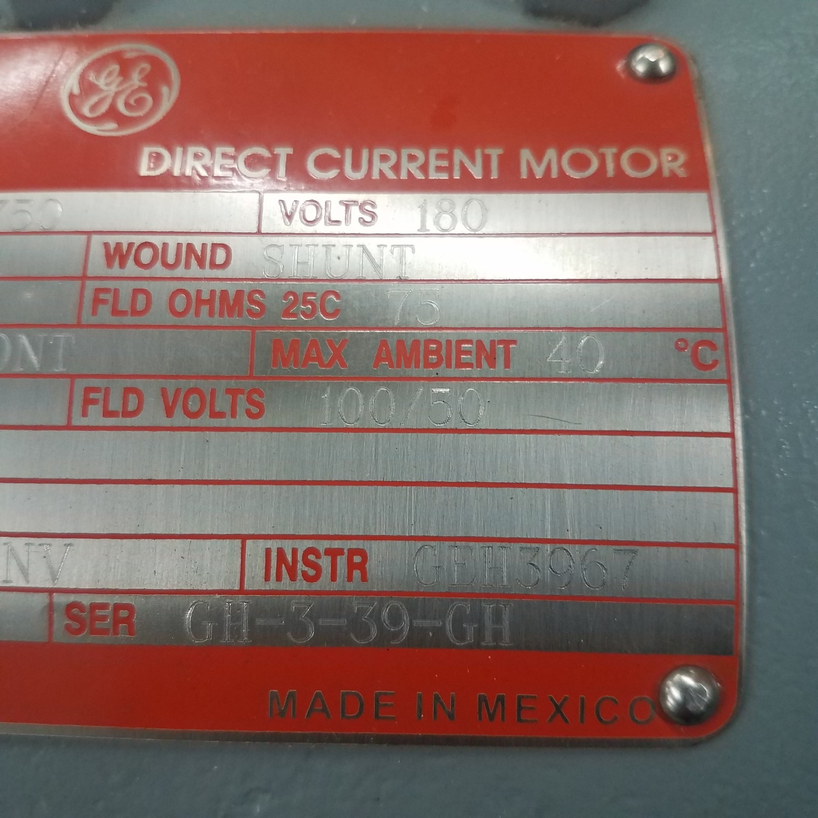 General Electric Kinamatic 5CD144SA805B801, DC Motor, 2HP, 1750 RPM, ENCL: TENV