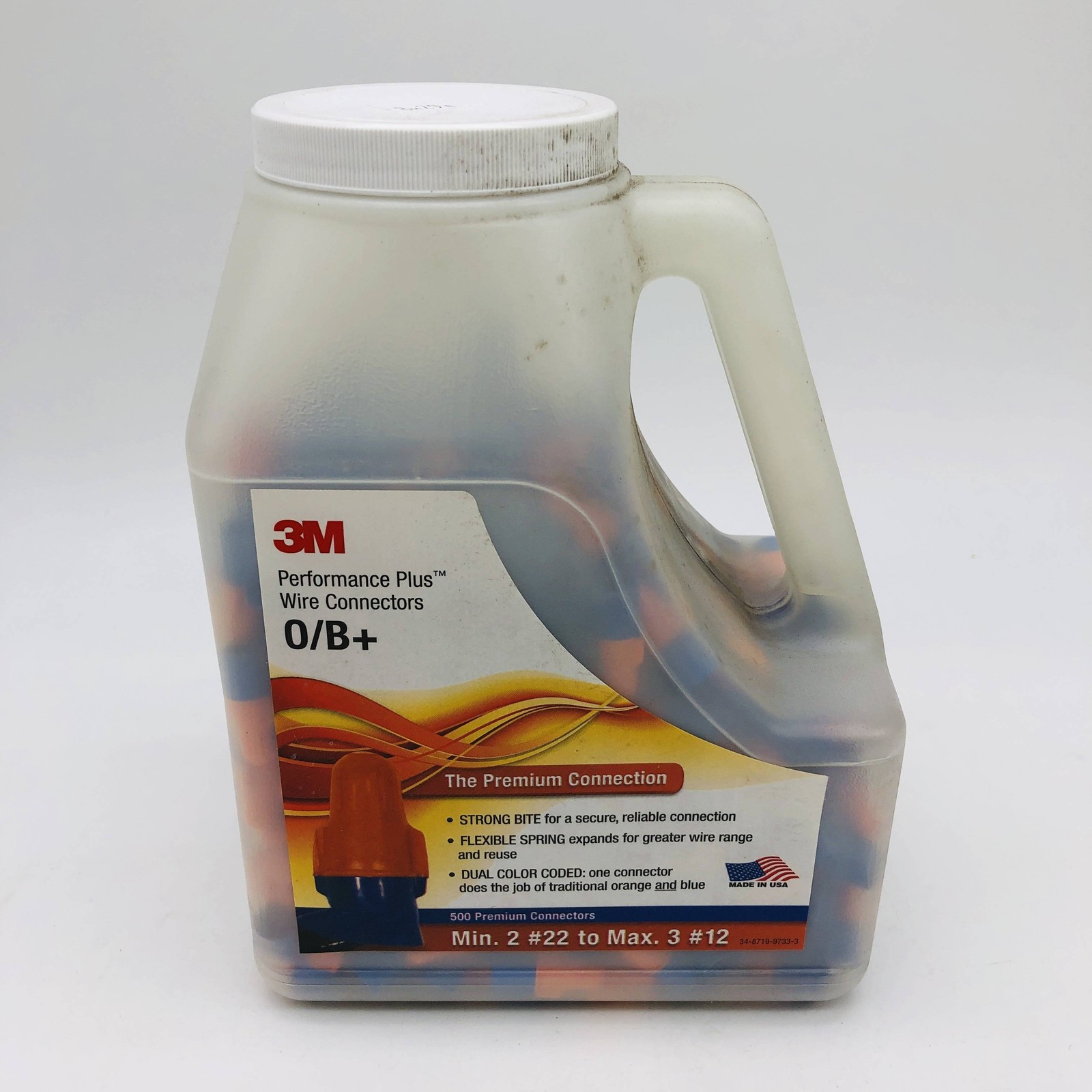 3M 7000133222 Performance Plus O/B+ Wire Connectors Orange/Blue 500/Jug