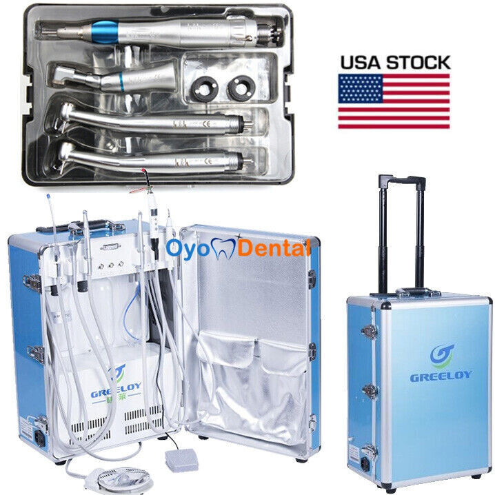 Greeloy GU-P206 Portable Dental Unit + Scaler + Curing Light + Handpiece Kit 4H