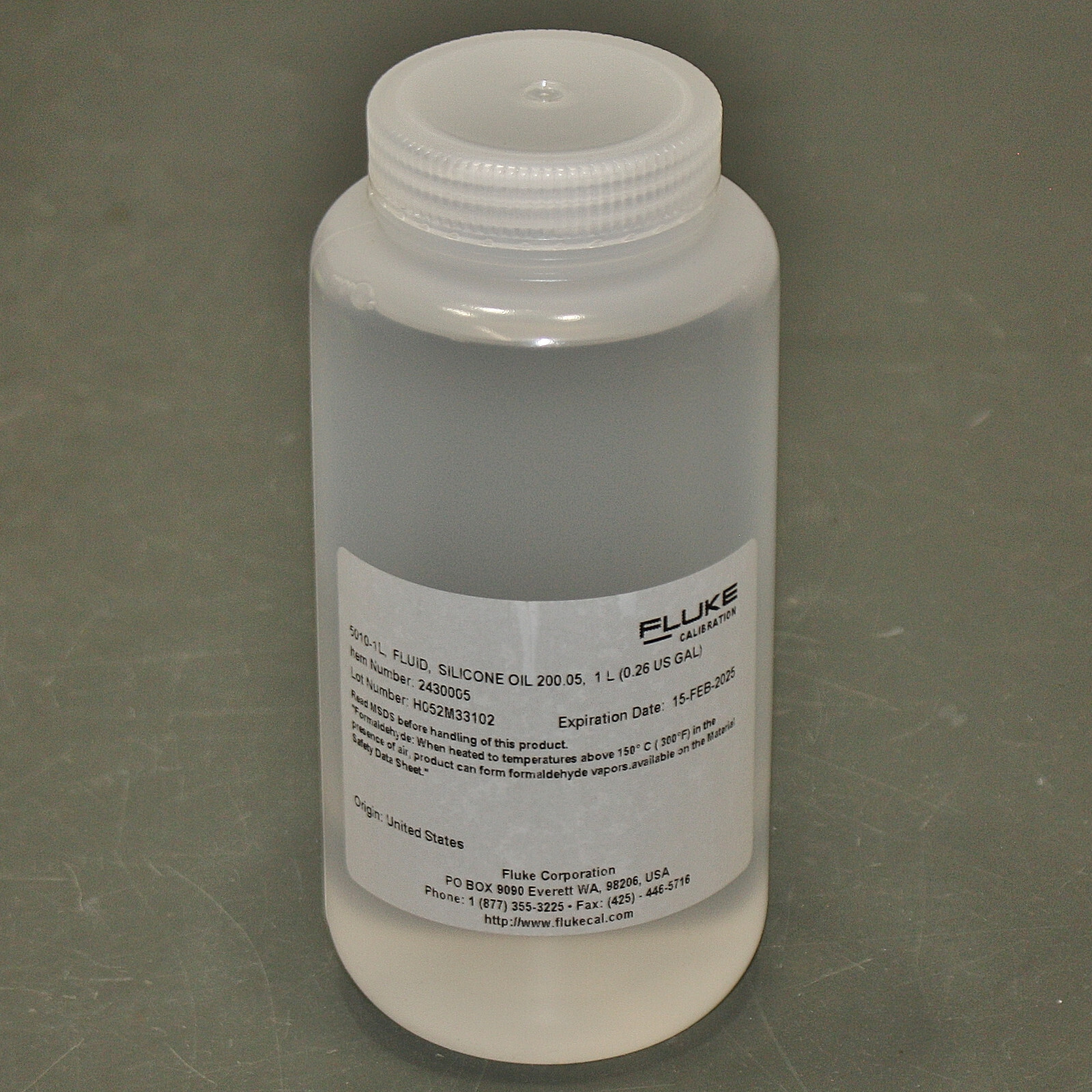 EXPIRED 02/2025 – Fluke Calibration Silicone Oil 5010-1L, Type 200.05, Bath 7102