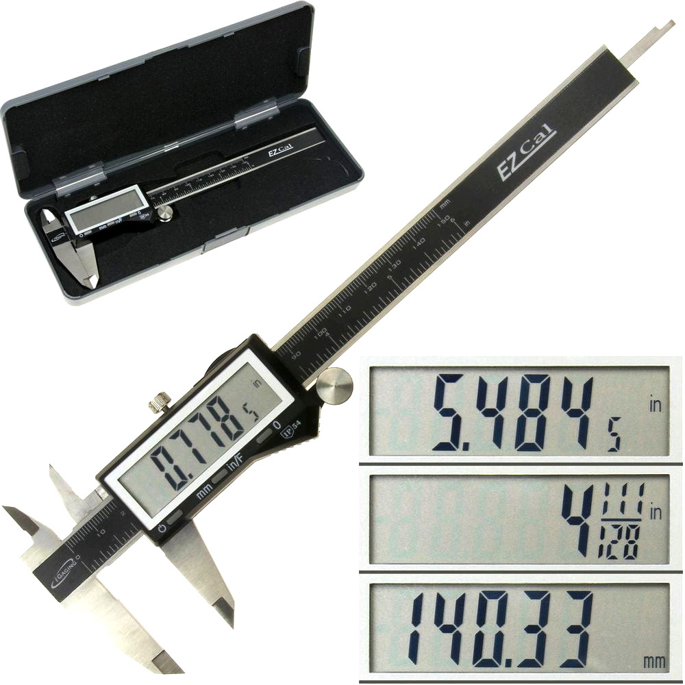 iGaging EZ Cal IP54 Digital Caliper 6″ 150mm Fractional-Inch-Metric