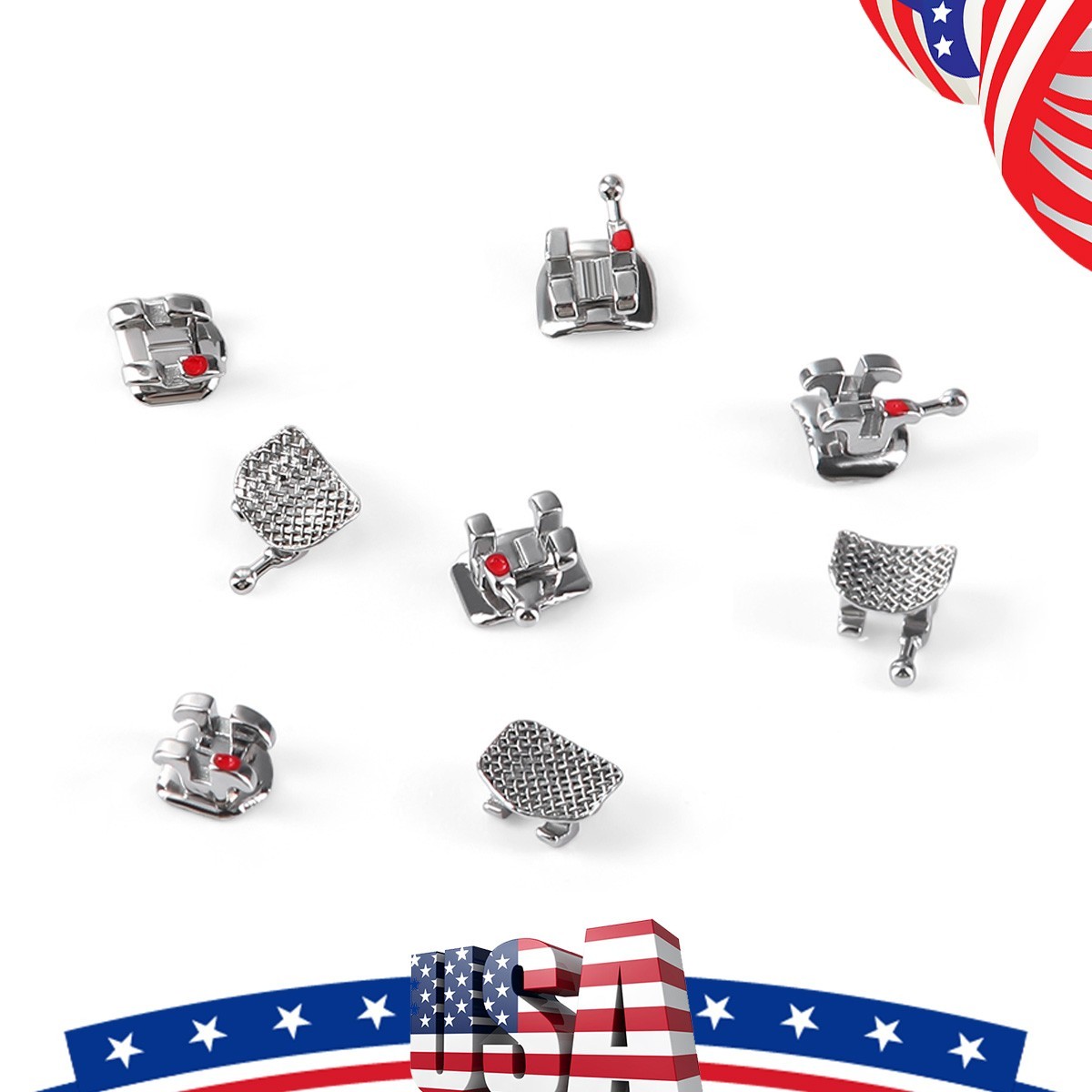 Dental Orthodontic Metal Brackets Braces Mini MBT 0.022 345 Hooks 20pcs/Pack