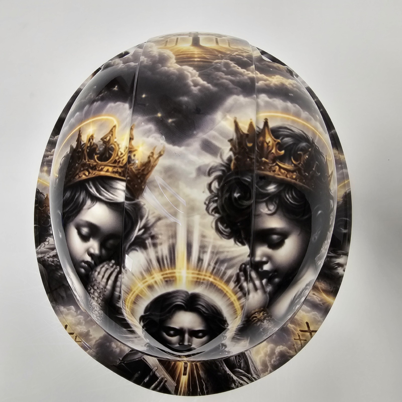 full brim hard hat custom hydro dipped IN JESUS WITH CHERUBS LIVE IN THE LIGHT