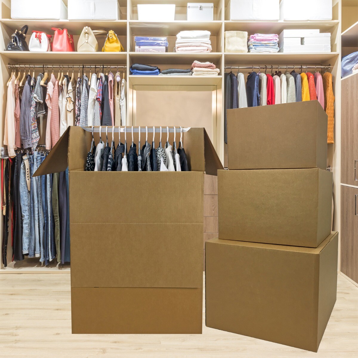 UBMOVE 7 Room Wardrobe Kit 70 Corrugated Moving Boxes with Packing Supplies