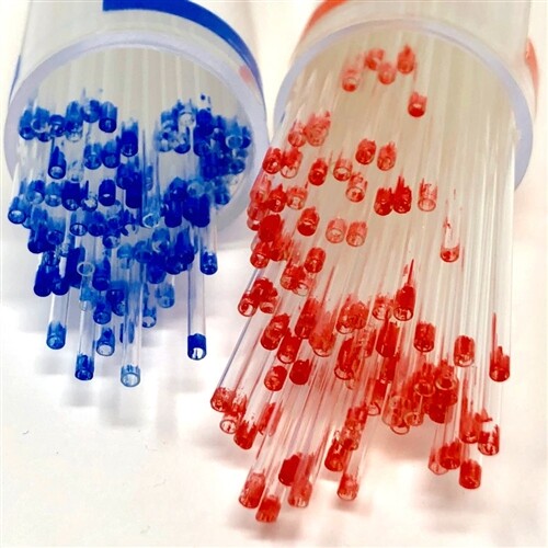 Glass Capillary Tubes, Plain, Blue Coded, Karter Scientific 403Y3 (Pack 100)