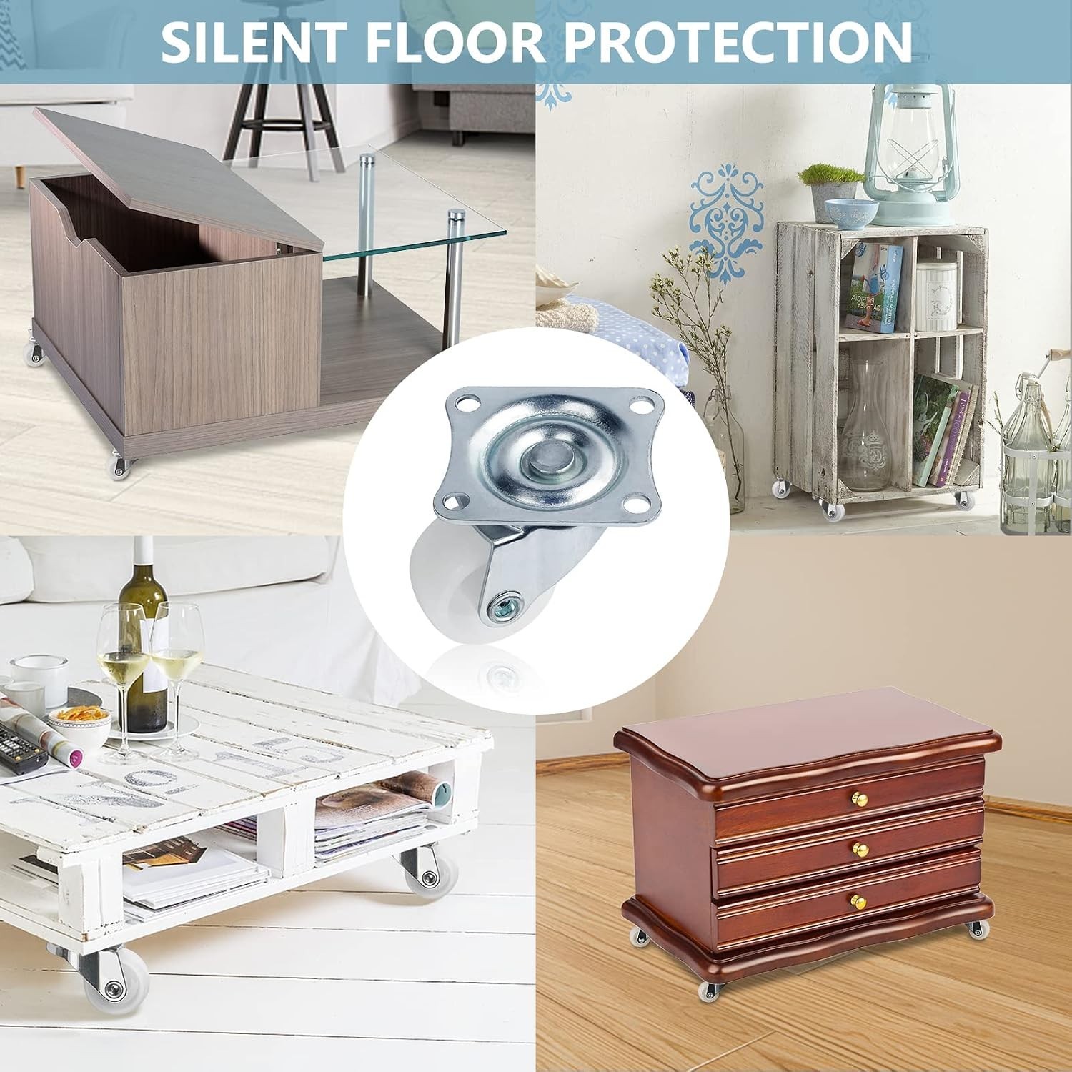 1-Inch Low Noise Swivel Caster Wheels Set of 4 – Perfect for Furniture Mobility