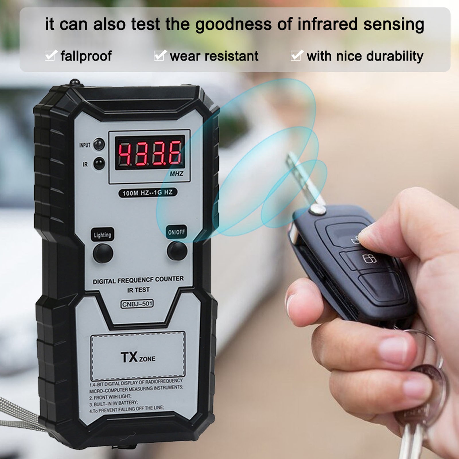 Wireless Remote Frequency Tester IR Signal Checker with LED Light for Auto Keys