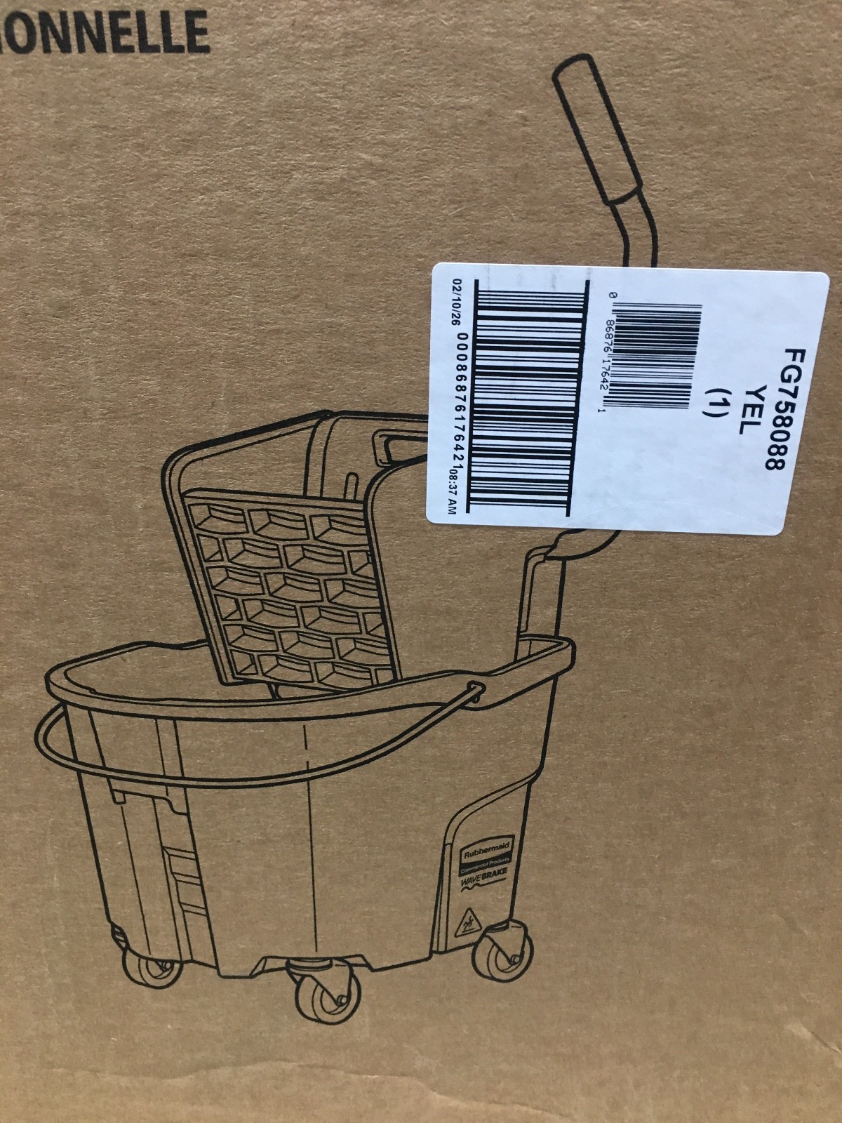 Rubbermaid FG758088YEL WAVEBRAKE 35 QT SIDE PRESS BUCKET AND WRINGER New