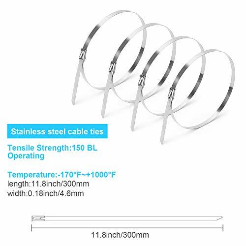 11.8 Inch Metal Cable Zip Ties,304 Stainless Steel,Self-locking Cable Ties,100PC