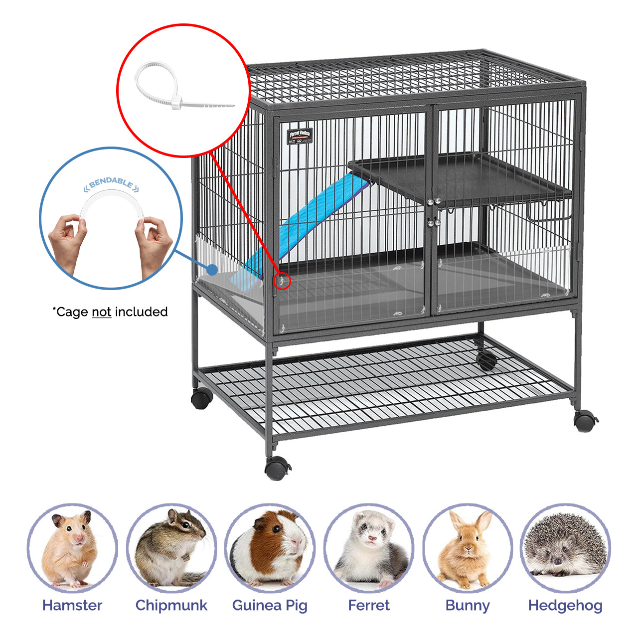8 Pack of Edge Liner Flexible Pet Cage Urine Guard Side Lining Clear Plastic