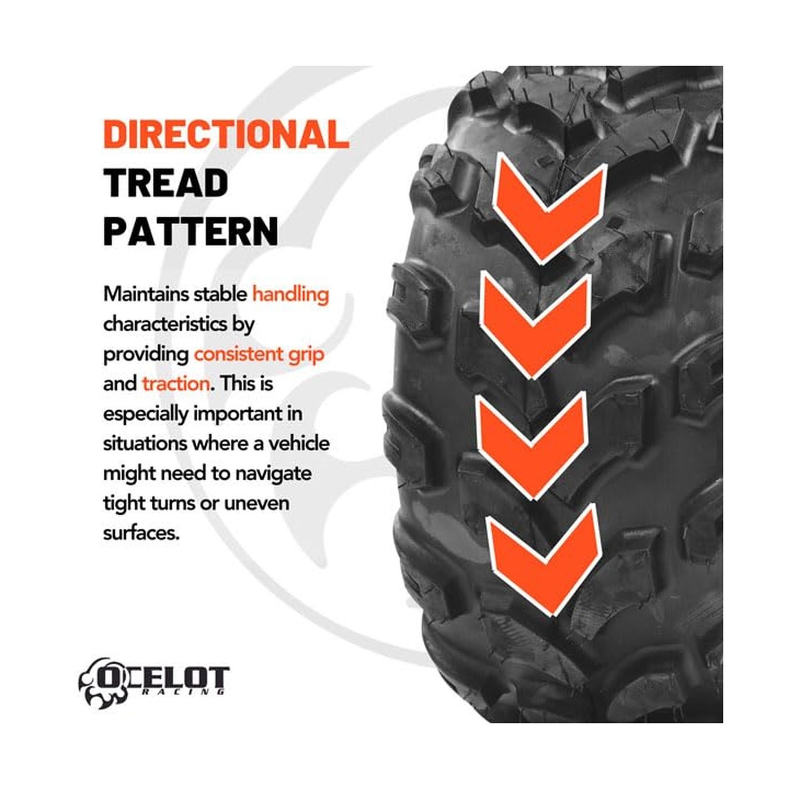 Ocelot P311 All Terrain ATV/UTV 18×9.5-8 Tires, 4-Ply, 15mm Tread Depth, Smoo…