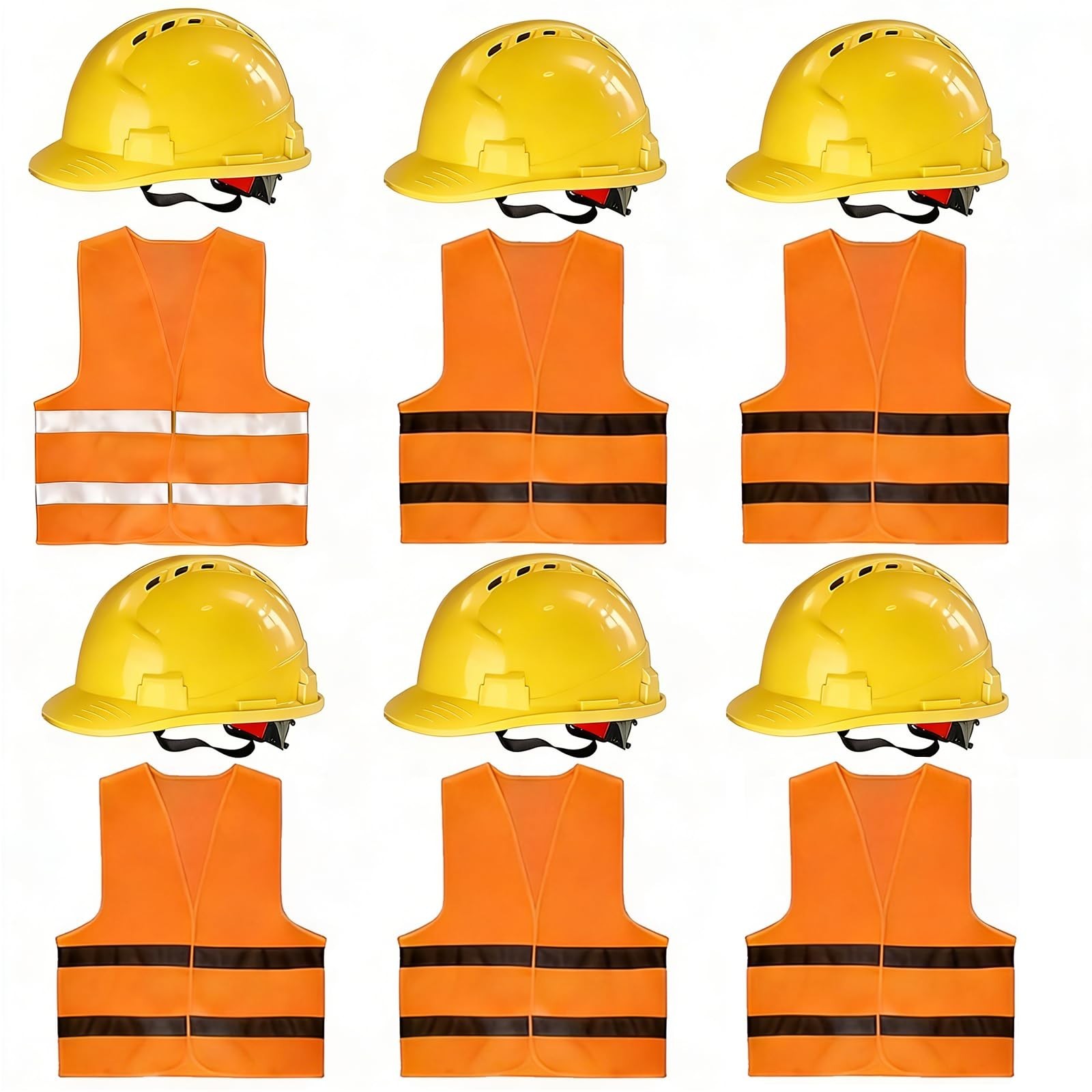 4 Pt. Suspension Hard Hat with Safety Vests Bulk Safety Helmets Adjustable Ra…