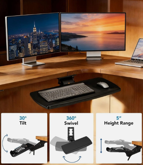 AX Waber Keyboard Tray Under Desk with Storage – Large AX02WB02