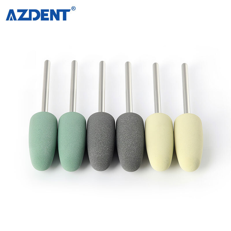 Dental Resin Base Acrylic Polishing Kit 6pcs HP Silicone Polisher+2pc Carbide