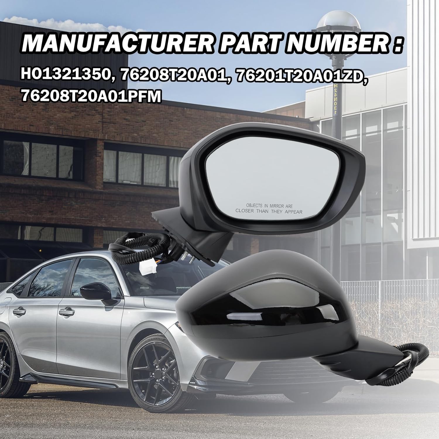For Honda Civic 2022-2025 Right Passenger Side Mirror Power Heated Signal BSM