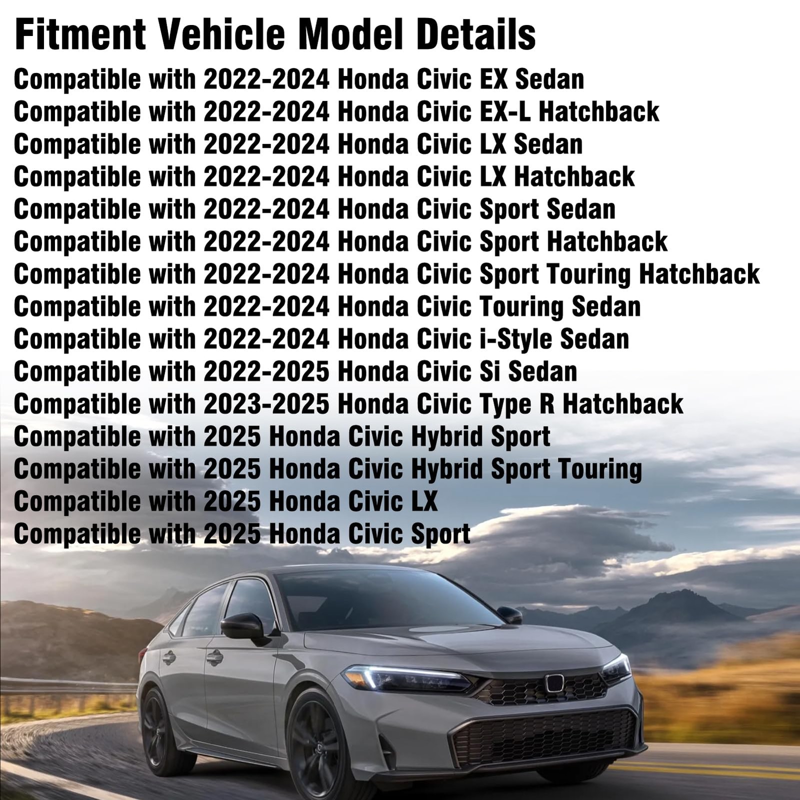Moonlinks Compatible Honda Civic 11Th Gen 2022-2025 Lx Ex Ex-L Si Sedan Sport