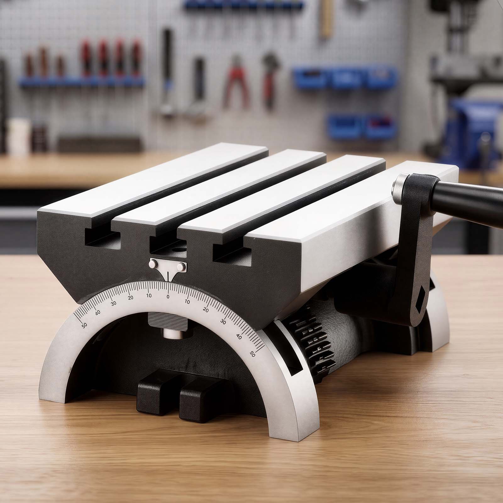 Uimoso Rotary Table 7×5 in Tilting Milling Table Cast Iron Adjustable 0-45°