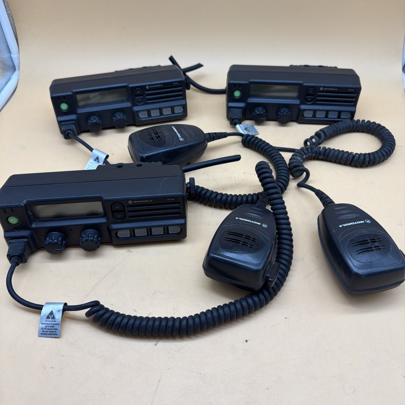 MOTOROLA PM1200 Control Head HKLN4331A & AARMN4025C Mic – Lot of 3