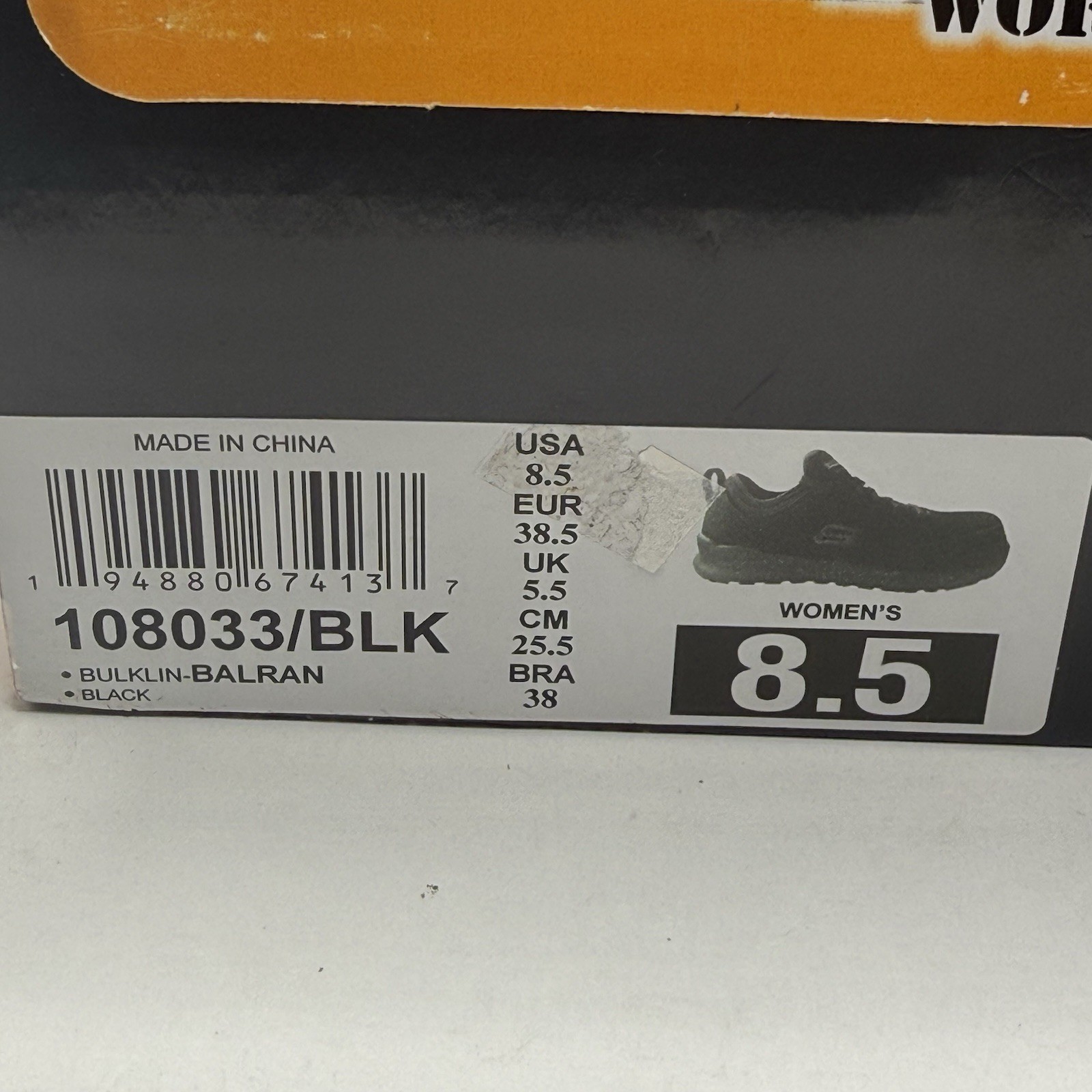 Skechers Work Bulklin Balran Comp Toe Shoes Women’s 8.5 Black 108033 New