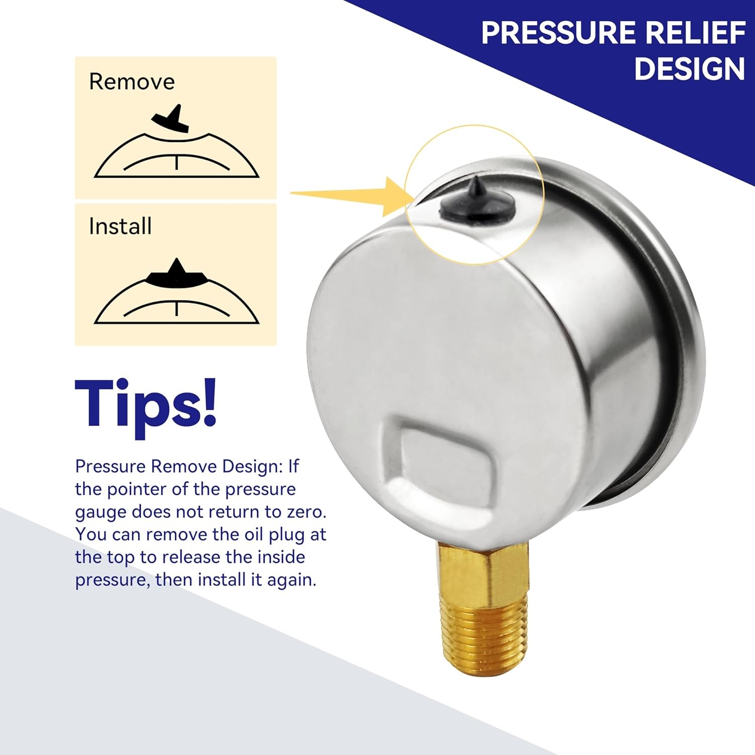 HFS(R) Oil Filled Vacuum Pressure Gauge -2.5″ Dial Size, 1/4″ NPT Lower Mount