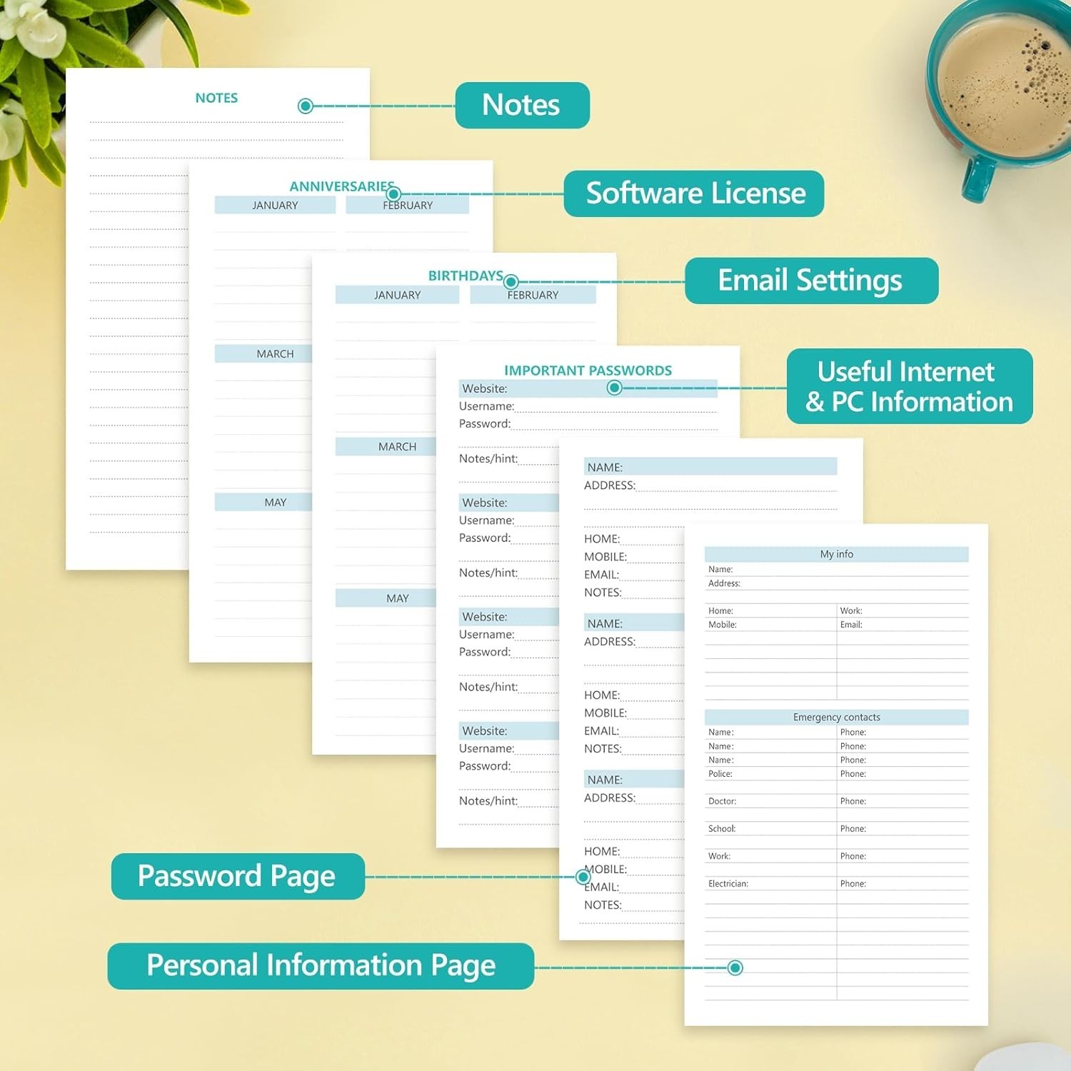 Address Book, Address and Password Keeper Book with Alphabetical Tabs, Hardco…