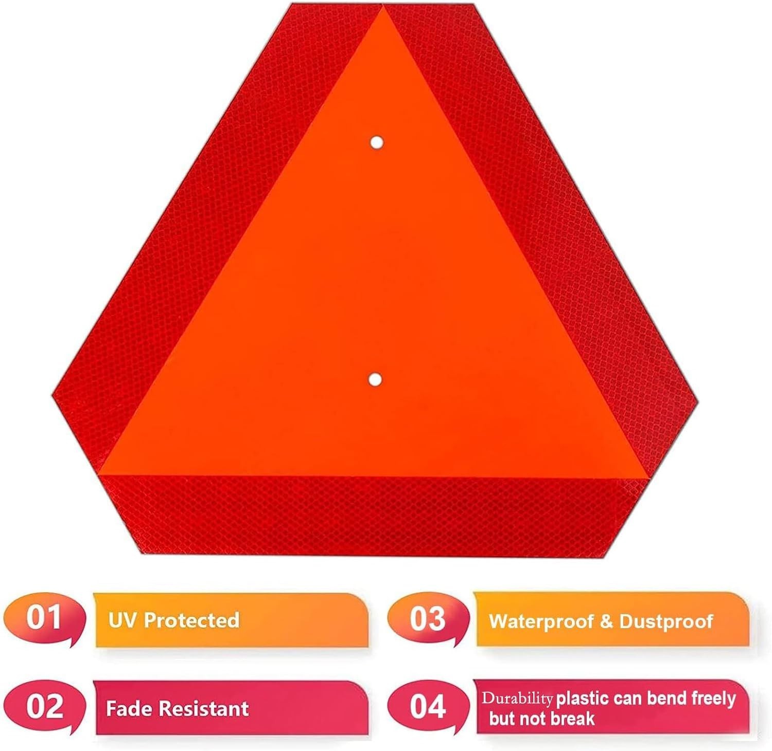 Reflective Slow Moving Vehicle Sign | 14″ x 16″ Heavy Duty Triangle for Tractors